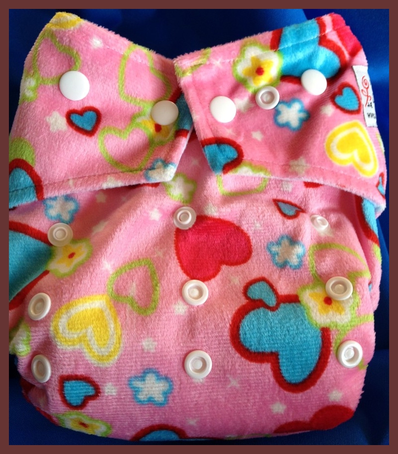 Hearts on Pink Minky Pocket One Size Diaper